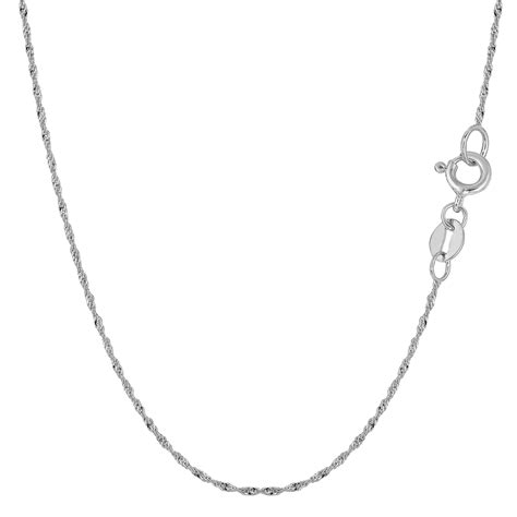 14k White Gold Singapore Chain Necklace 10mm 16