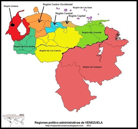 Mapa Con Los Nombres De Las Regiones Politico Administrativas De Venezuela