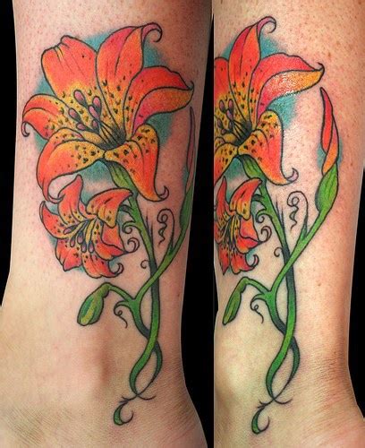 Elegant Orange Flower Tattoo Tattooimagesbiz