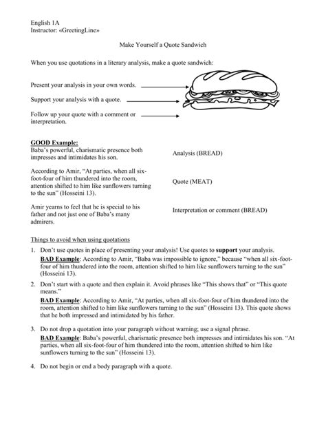 The amount of discussion varies on the length of the quote. Quote Sandwich Example - Poster Bundle Mla Style Cornell Notes And Quote Sandwich By Super Ela ...