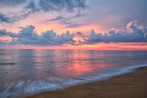 Phuket Beach Sunset Colorful Cloudy Twilight Sky Reflecting On The