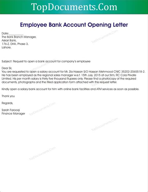 Sample format of letter to bank for opening new account. 88 best images about application letter on Pinterest