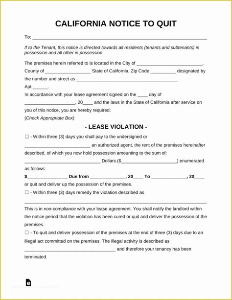 Free Eviction Notice Template California Of Day Eviction Notice Printable Agreement