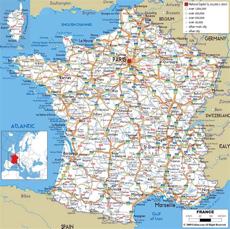 Large Road Map Of France With Cities And Airports France Europe
