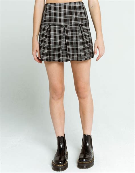 Full Tilt Plaid Pleated Tennis Skirt Blackwhite Tillys