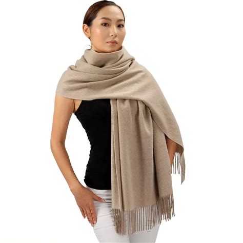 Winter Elegant Thick Plain Reversible Mongolian 100 Cashmere Scarf