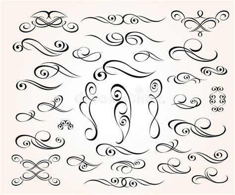 Set Of Elegant Decorative Scroll Elements Vector Illustration Stock