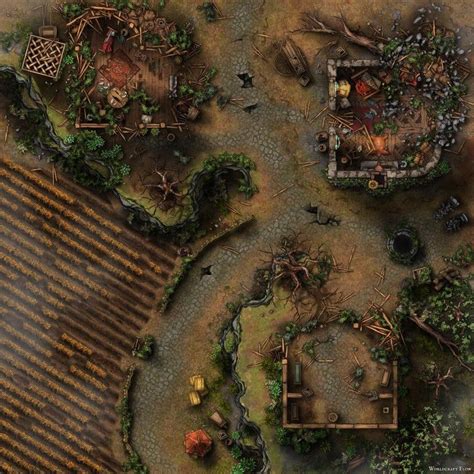 Ruined Farm Battlemap 30x30 Battlemaps Fantasy Town Fantasy Map