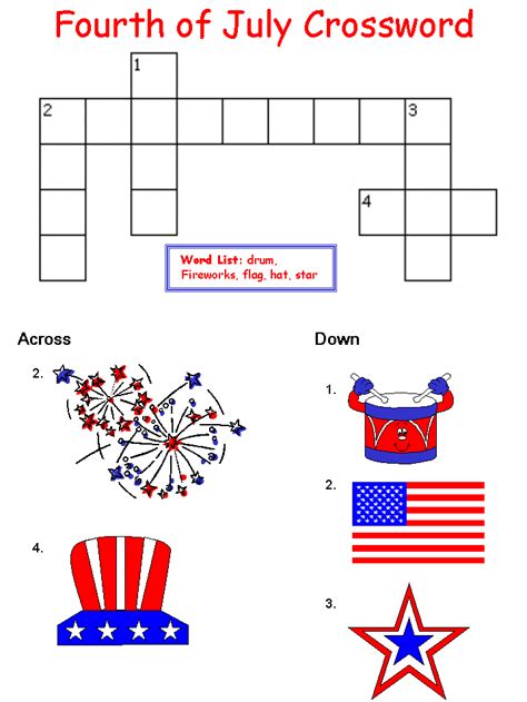 Fourth Of July Crossword Puzzle