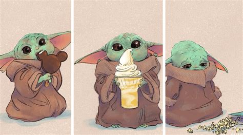 Disney Fan Illustrates Baby Yoda Eating Theme Park Snacks Inside The