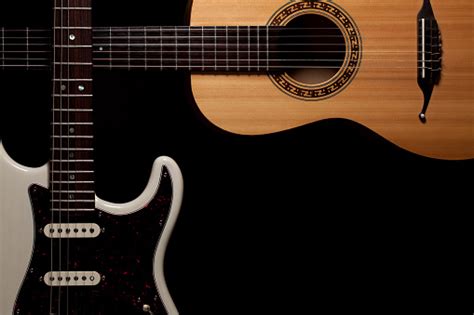 Guitars Electric And Acoustic Guitar Wide Corner Border Image Stock