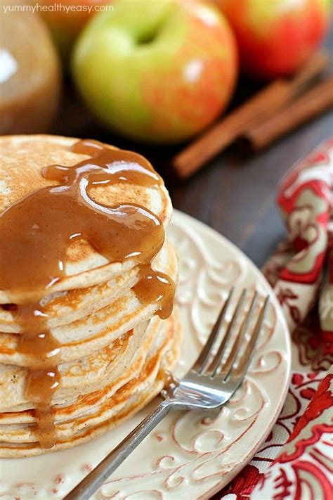 Applesauce Pancakes With Cinnamon Syrup Yummy Healthy Easy