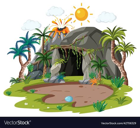 Nature Cave In Forest Isolated Royalty Free Vector Image