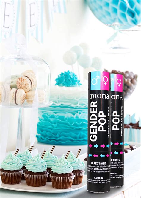 Mona Gender Reveal Confetti Cannon 6 Pack 3 Blue 3 Pink Gender