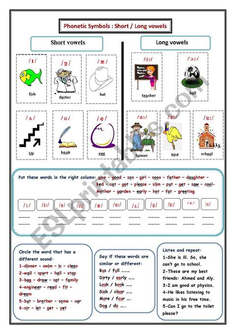 Phonetic Symbols Worksheet