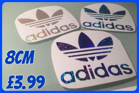 Adidas Self Adhesive Glitter Effect Chrome Decal Sticker Vinyl Wall