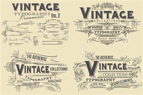 Vintage Typography Ornaments V2 Custom Designed Graphic Objects