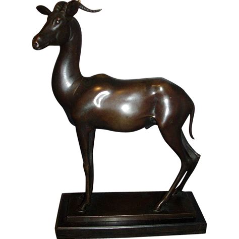 French Art Deco Patinated Bronze Statue Figure Of A Gazelle Or Deer