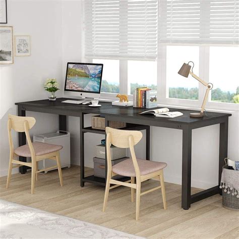 Tribesigns 78 Two Person Computer Desk With Storage Shelves Double