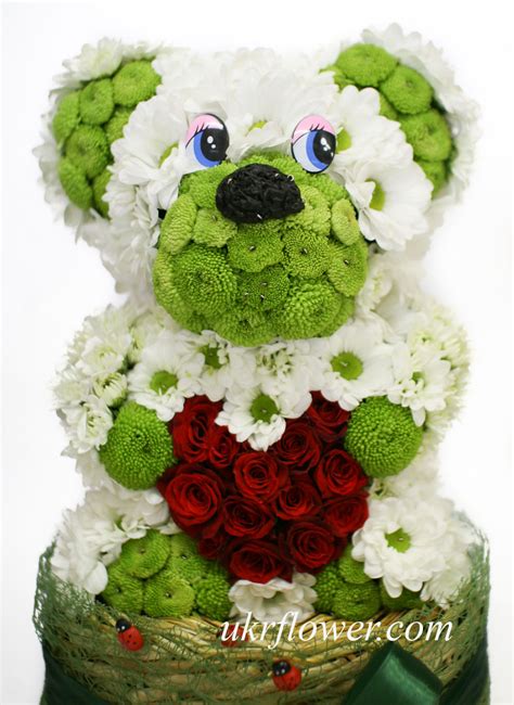 Identify how long you want to make your pants or skirt as well, and make another mark where you want the item to begin and end, adding 0.5 in (1.3 cm) to each. Teddy Bear Made of Flowers ― Ukrflower - flower delivery ...