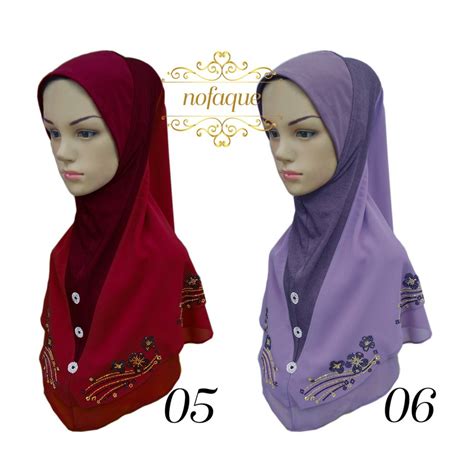 Tudung Warna Merah Bermanik Andrea Ogden