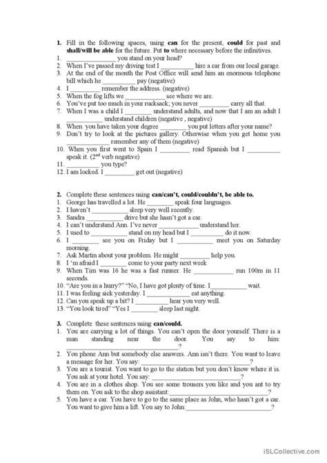 Can Could Be Able To English ESL Worksheets Pdf Doc