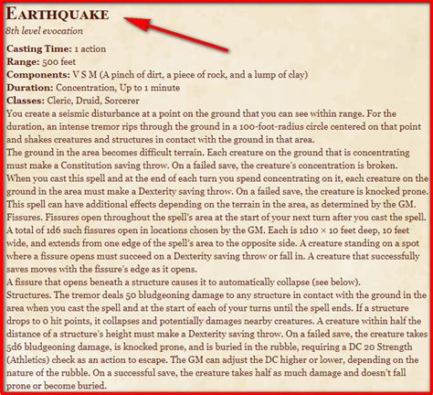 Falling a fall from a great height is one of the most common hazards facing an adventurer. Earthquake D&D 5th Edition - D&D Guide