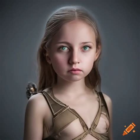 devious amazon warrior girl age 12 gray background on craiyon