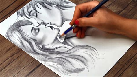 Loving Couple Kissing Drawing How To Draw A Romantic Couple Step By Step Youtube