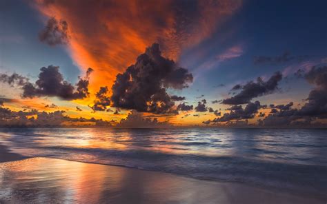 Wallpaper Landscape Sunset Sea Nature Reflection Sky Clouds