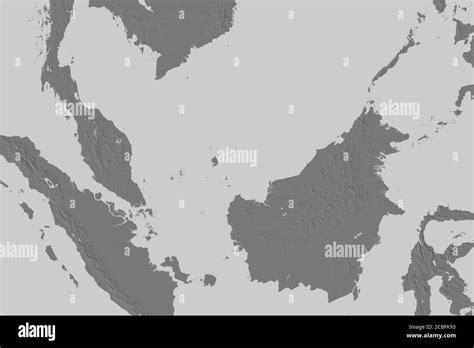 Extended Area Of Malaysia Bilevel Elevation Map 3d Rendering Stock