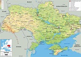 Large detailed physical map of Ukraine with all roads, cities and ...