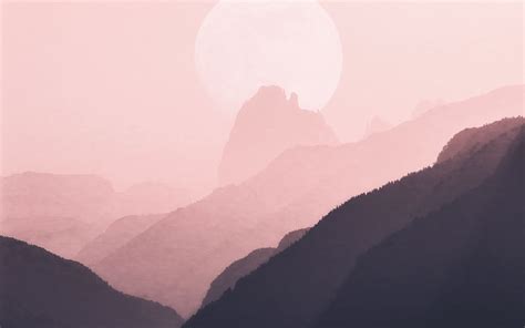 Pink Mountain Wallpaper Hd