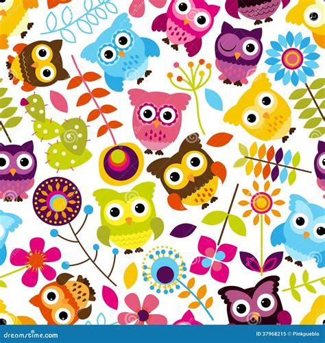 Seamless And Tileable Vector Owl Background Pattern Stock Vector
