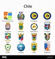 Set Wappen des Staates Chile, Alle chilenischen Regionen Emblem ...