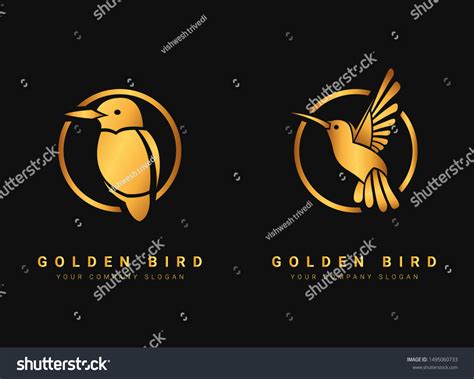 Set Two Golden Bird Logo Design Stock Vector Royalty Free 1495060733
