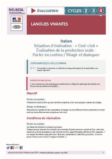 Langues Vivantes Cycles Cationfrressources 2016