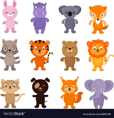 Funny Cartoon Young Animals Characters Royalty Free Vector