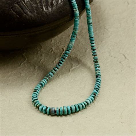 Nacozari Graduated Turquoise Heishi Necklace With Shell Etsy Mens