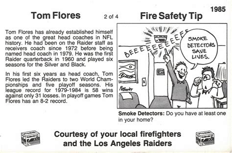 Photos taken by the inspector of brush hazards on your property are viewable, and having a registered account, you agree to receive all brush clearance notifications (pass or fail) via email from the los angeles fire department. Tom Flores Los Angeles Raiders 1985 Fire Safety Tip Card 2/4 Kodak Color 26680 | eBay
