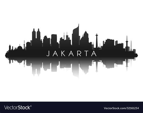 Jakarta Skyline Silhouette In Black Royalty Free Vector