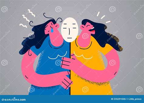 Woman Have Different Emotions Suffer From Mood Swings Stock Vector