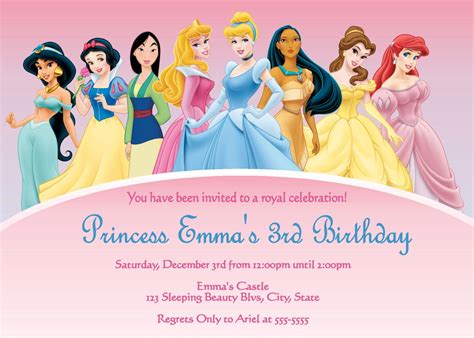 Disney Princess Digital Invitation Princess Party Invitations
