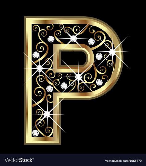 P Gold Letter With Swirly Ornaments Vector Image On Gold Letters Art