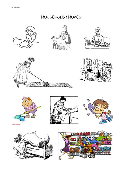 Worksheets For Household Chores