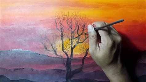 Saya biasa lukis tangan tanpa ikut cara. Cara melukis sunset - YouTube