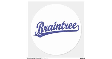 Braintree Script Logo In Blue Classic Round Sticker Zazzle