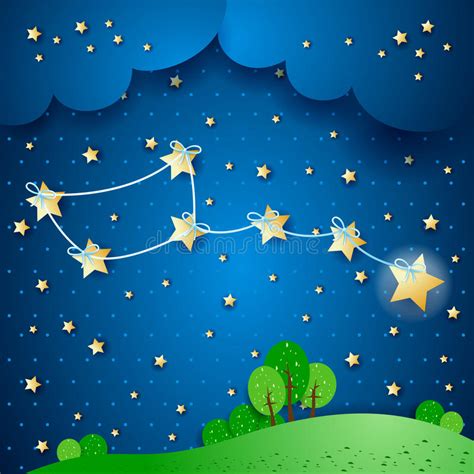 Sea With Waves And Night Sky Stock Illustration Illustration Of
