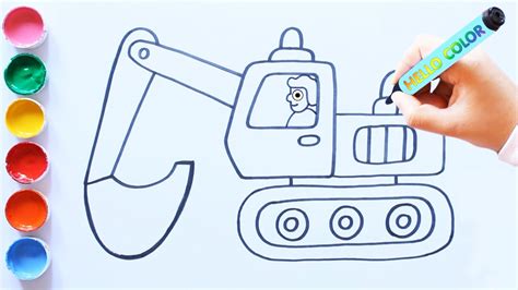 How To Draw An Excavator Easy For Young Artists Children Step By