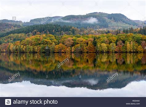 Autumn Reflections On Loch Faskally Near Pitlochry Perthshire